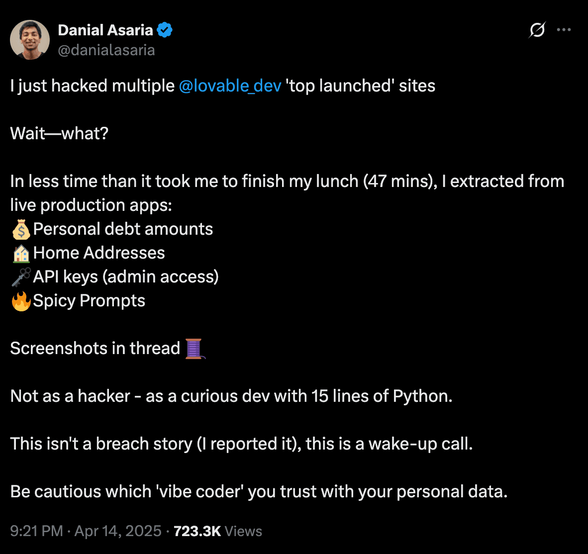 Lovable security issue example